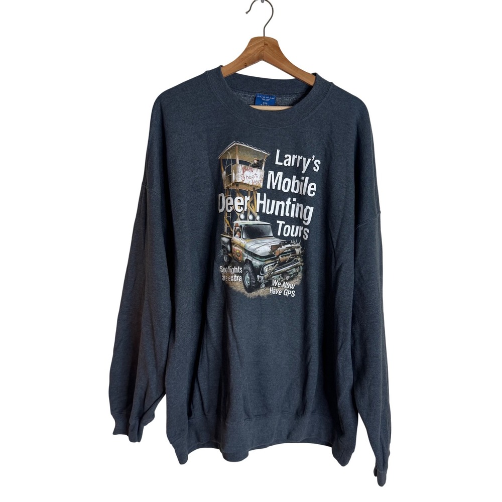 Puritan Sweatshirt Men's Larry's Mobile Deer Hunting Tours Charcoal 2XL